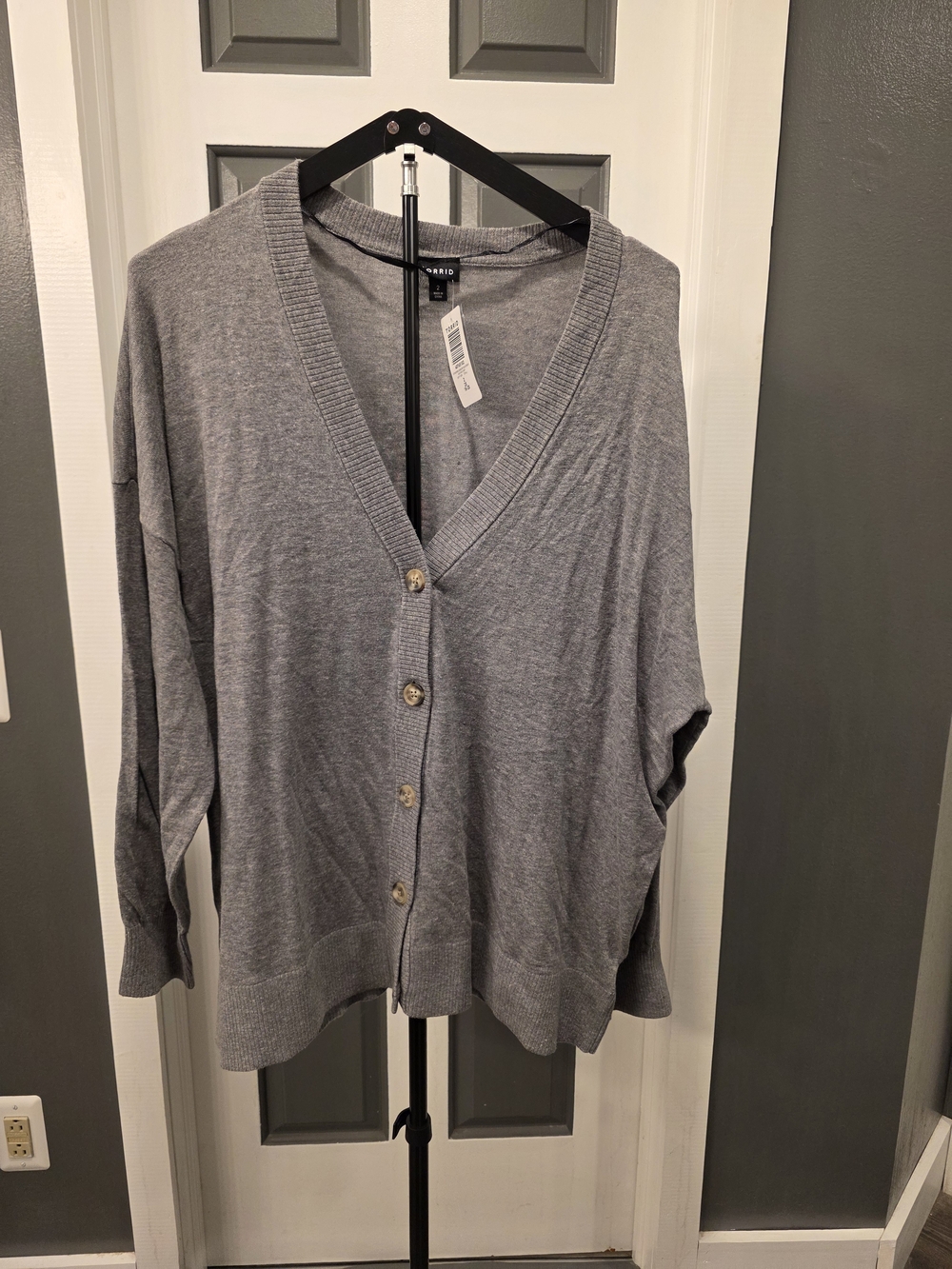 torrid Gray V‑Neck Button Cardigan